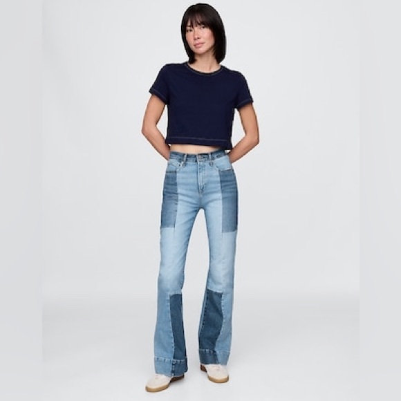 GAP Denim - GAP High Rise Patchwork '70s Flare Jeans